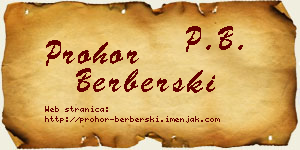 Prohor Berberski vizit kartica